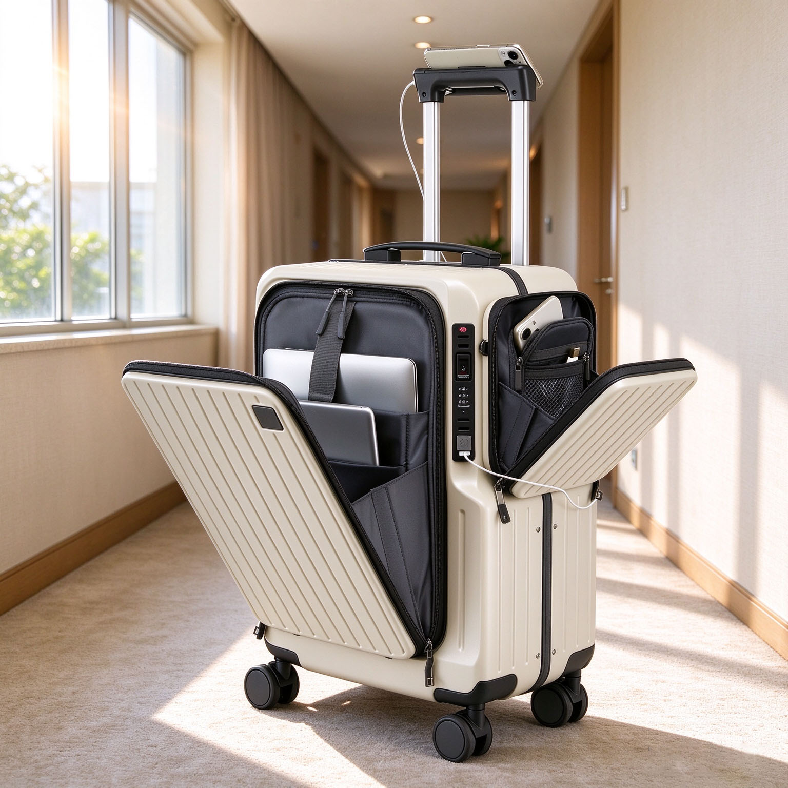 Spinner Wheel Rolling Suitcase 20 Inch - Walizka podróżna z otworem z przodu,